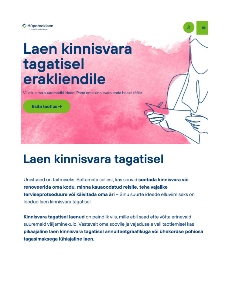 HÜPOTEEKLAEN SISULEHED